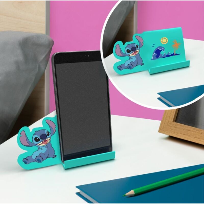 Soporte acrílico turquesa para smartphone con diseño de Stitch Disney