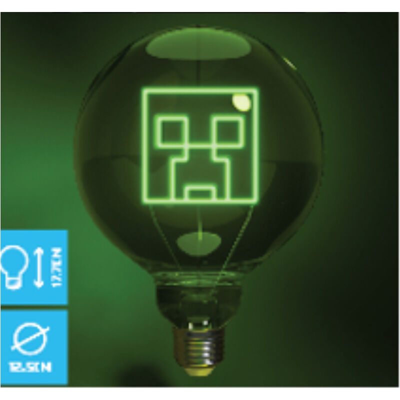 Bombilla LED Neon Creeper de Minecraft iluminada en verde