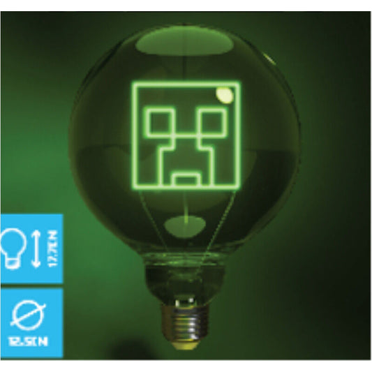 Bombilla LED Neon Creeper de Minecraft iluminada en verde