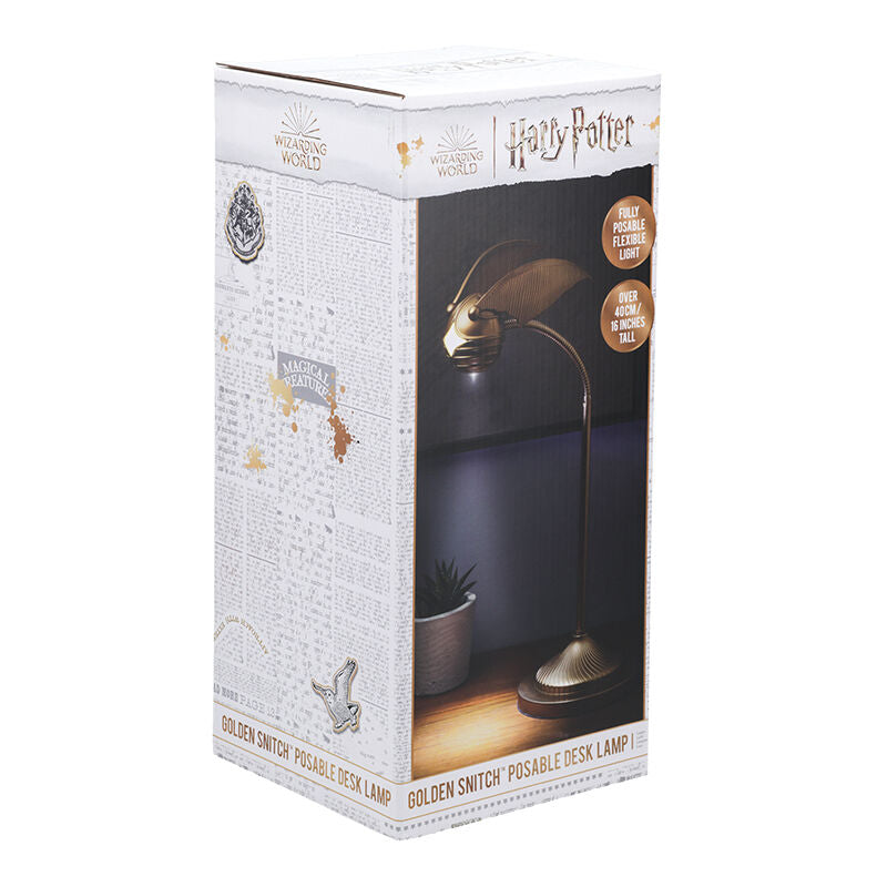 Lámpara dorada con forma de Snitch de Harry Potter sobre base - 2