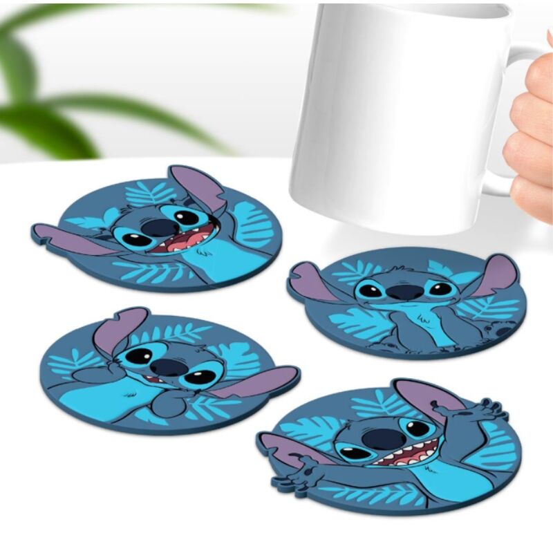 Set de cuatro posavasos de caucho con ilustraciones de Stitch Disney - 3