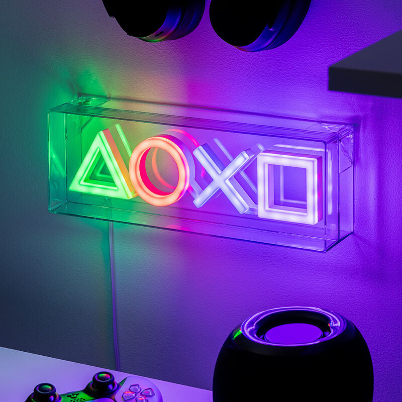 Lámpara LED horizontal con los símbolos de PlayStation iluminados en varios colores - 4