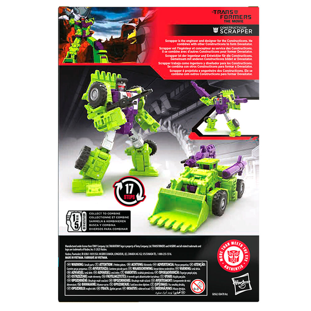 Figura Constructicon Scrapper de Transformers en modo robot, morada y verde - 6