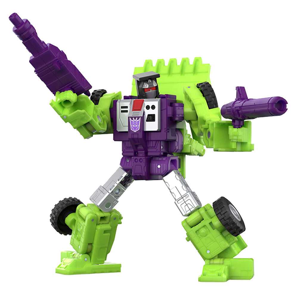 Figura Constructicon Scrapper de Transformers en modo robot, morada y verde