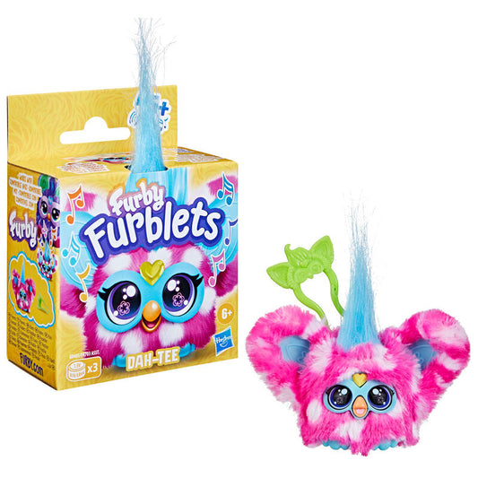 Mini Furby Dah-Tee Furblet rosa y blanco con clip verde - 2