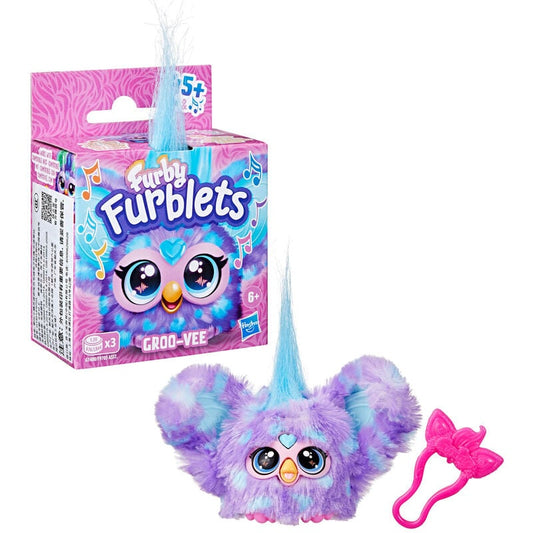 Mini Furby Groo-Vee Furblet morado y azul con gema de corazón - 2