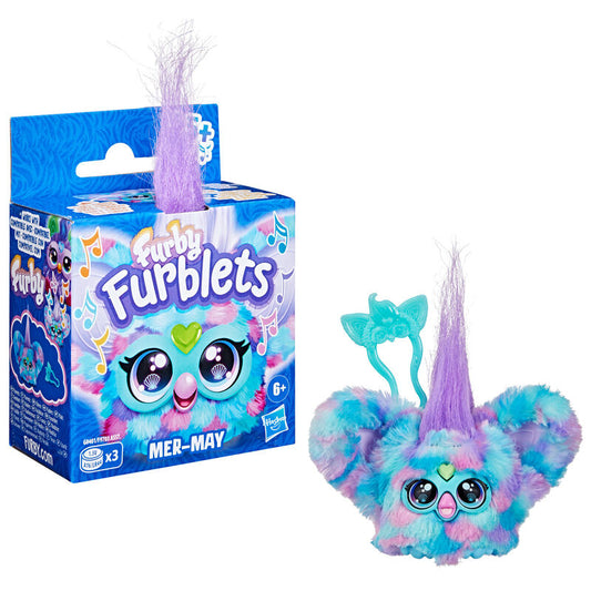 Mini Furby Mer-May Furblet multicolor con clip de criatura marina - 2