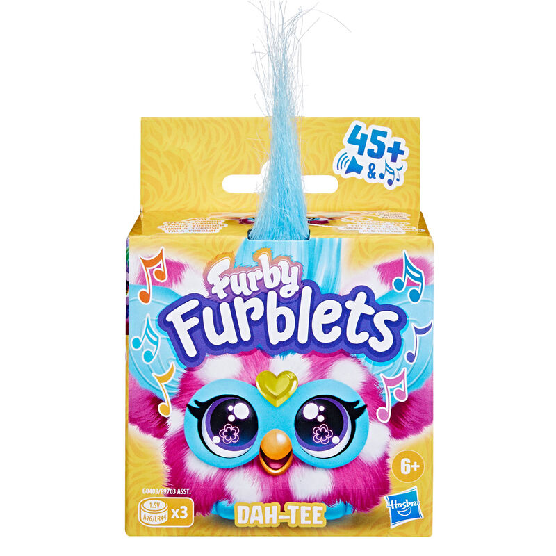 Mini Furby Dah-Tee Furblet rosa y blanco con clip verde - 3