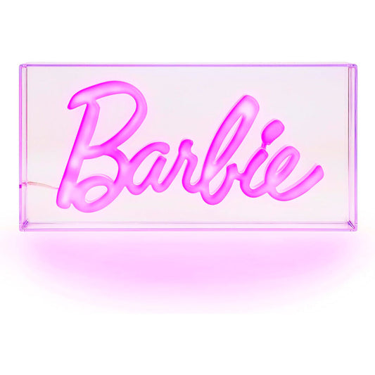 Lámpara LED rosa de neón Barbie en cuadro acrílico