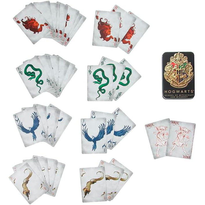 Baraja de cartas Hogwarts Harry Potter con caja metálica negra - 2