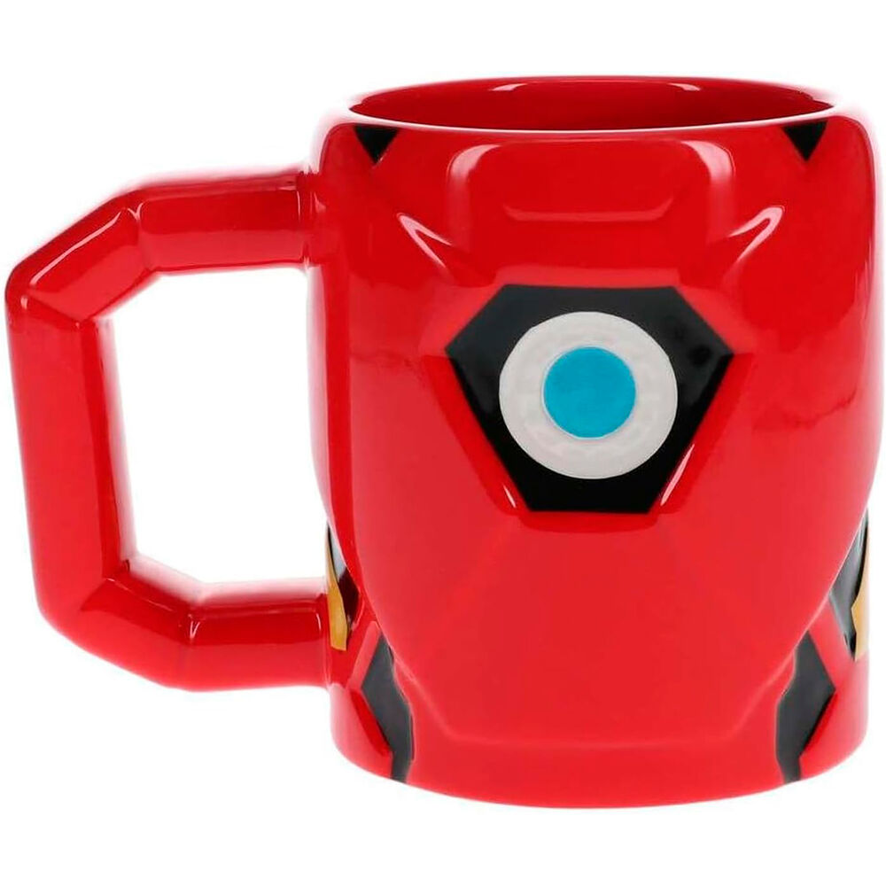 Taza 3D roja de Iron Man Marvel con reactor central azul