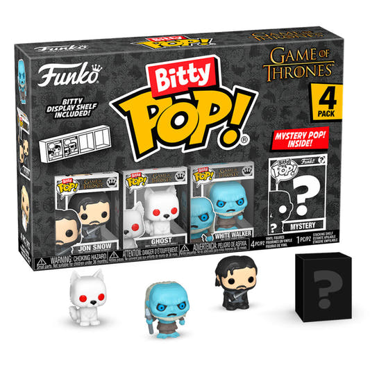 Blister FUNKO Bitty POP! de Juego de Tronos con Jon Snow, Ghost, White Walker y figura misteriosa