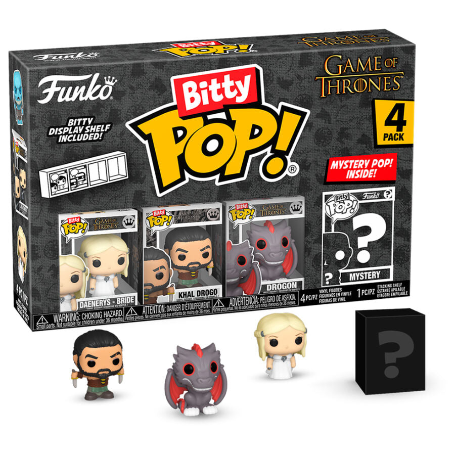 Pack de 4 Funko Bitty POP! de Juego de Tronos con Daenerys, Khal Drogo, Drogon y figura misteriosa