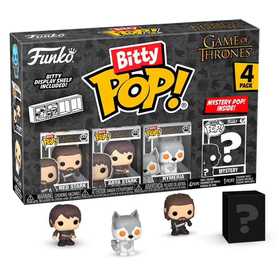 Pack FUNKO Bitty Pop de Juego de Tronos con Ned Stark, Arya Stark, Nymeria y figura misteriosa