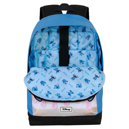 Mochila azul de Stitch Disney con bolsillo frontal rosa - 3