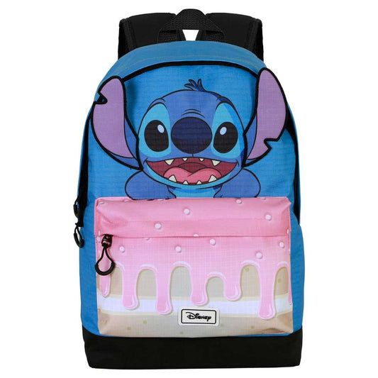 Mochila azul de Stitch Disney con bolsillo frontal rosa