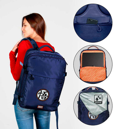 Mochila azul marino Dragon Ball Z con símbolo de Goku - 3