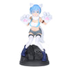 Figura de Rem de Re:Zero con orejas y patas blancas sobre una base rocosa