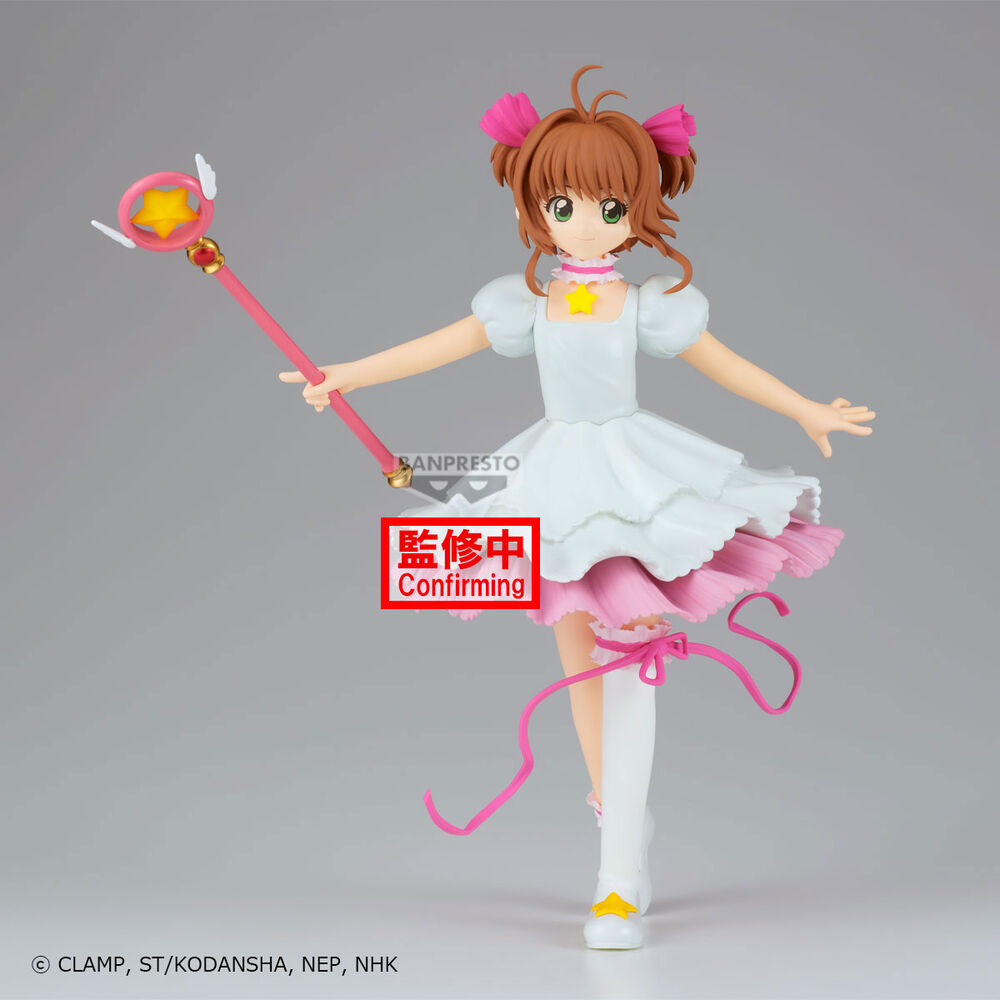 Figura de Sakura de Cardcaptor Sakura con vestido blanco y báculo rosa - 2