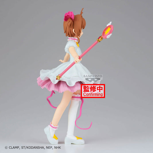 Figura de Sakura de Cardcaptor Sakura con vestido blanco y báculo rosa - 3