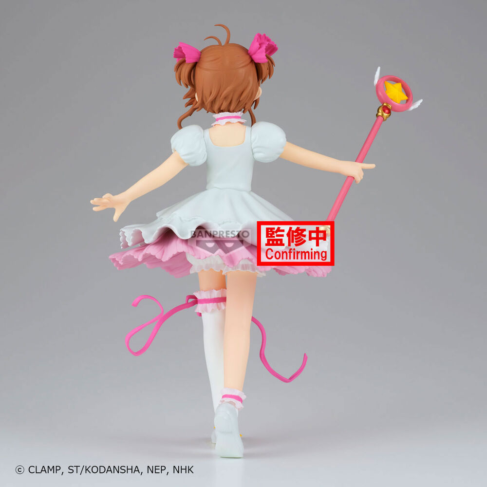 Figura de Sakura de Cardcaptor Sakura con vestido blanco y báculo rosa - 4