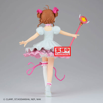Figura de Sakura de Cardcaptor Sakura con vestido blanco y báculo rosa - 4