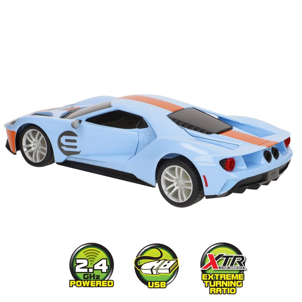Coche teledirigido MAISTO Ford GT Heritage azul y naranja con mando - 2