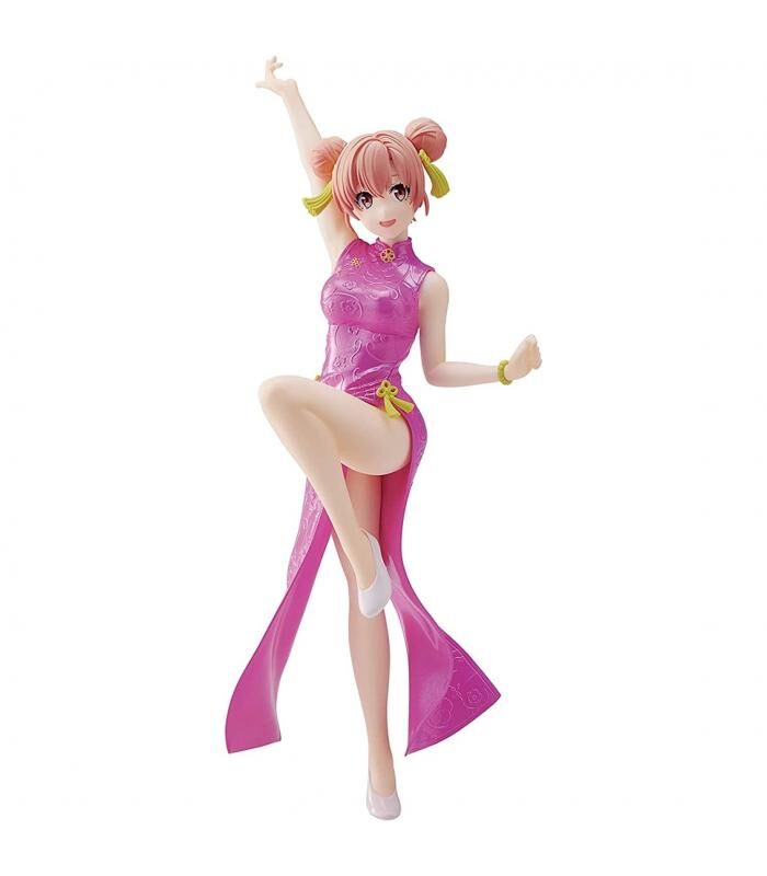 Figura de Yui Yuigahama Kyunties con atuendo rosa y pose dinámica