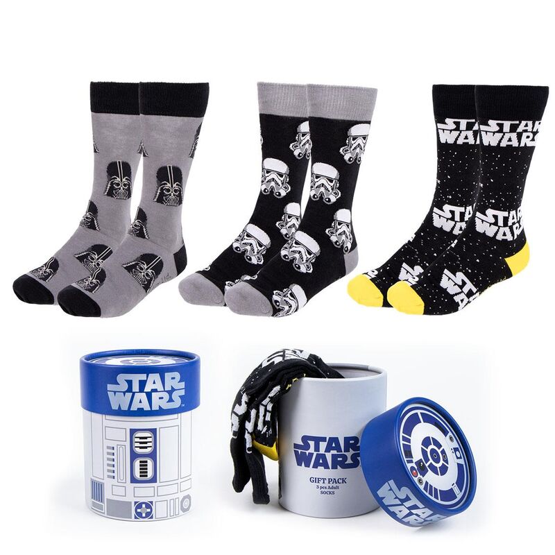 Set de tres calcetines Star Wars con diseños de Darth Vader y stormtroopers