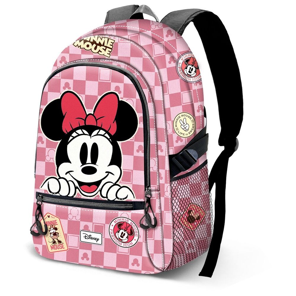 Mochila rosa de Minnie Disney con bolsillos y cinta para trolley