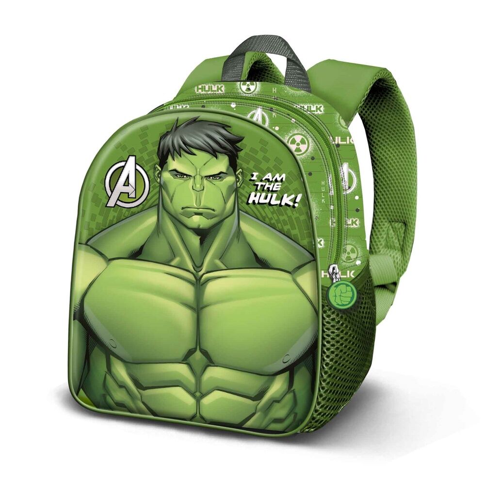 Mochila preescolar 3D verde de Hulk Marvel con bolsillo lateral de malla - 2