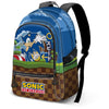 Mochila azul de Sonic the Hedgehog con bolsillos frontales y laterales
