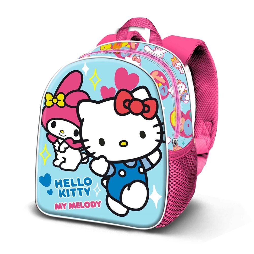 Mochila 3D rosa y azul de Hello Kitty y My Melody