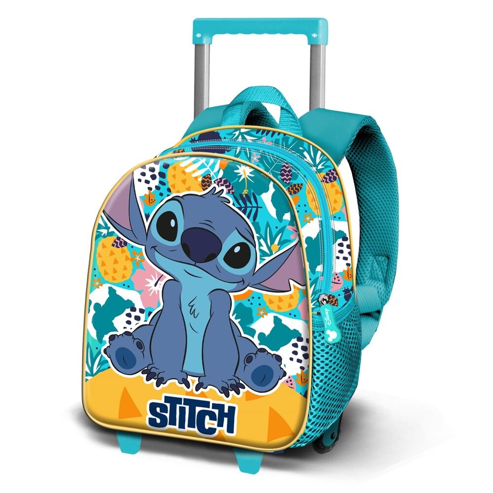 Mochila trolley infantil de Stitch Disney con ruedas y relieve 3D