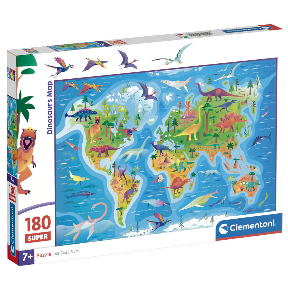 Puzzle Clementoni de 180 piezas con mapa ilustrado de dinosaurios