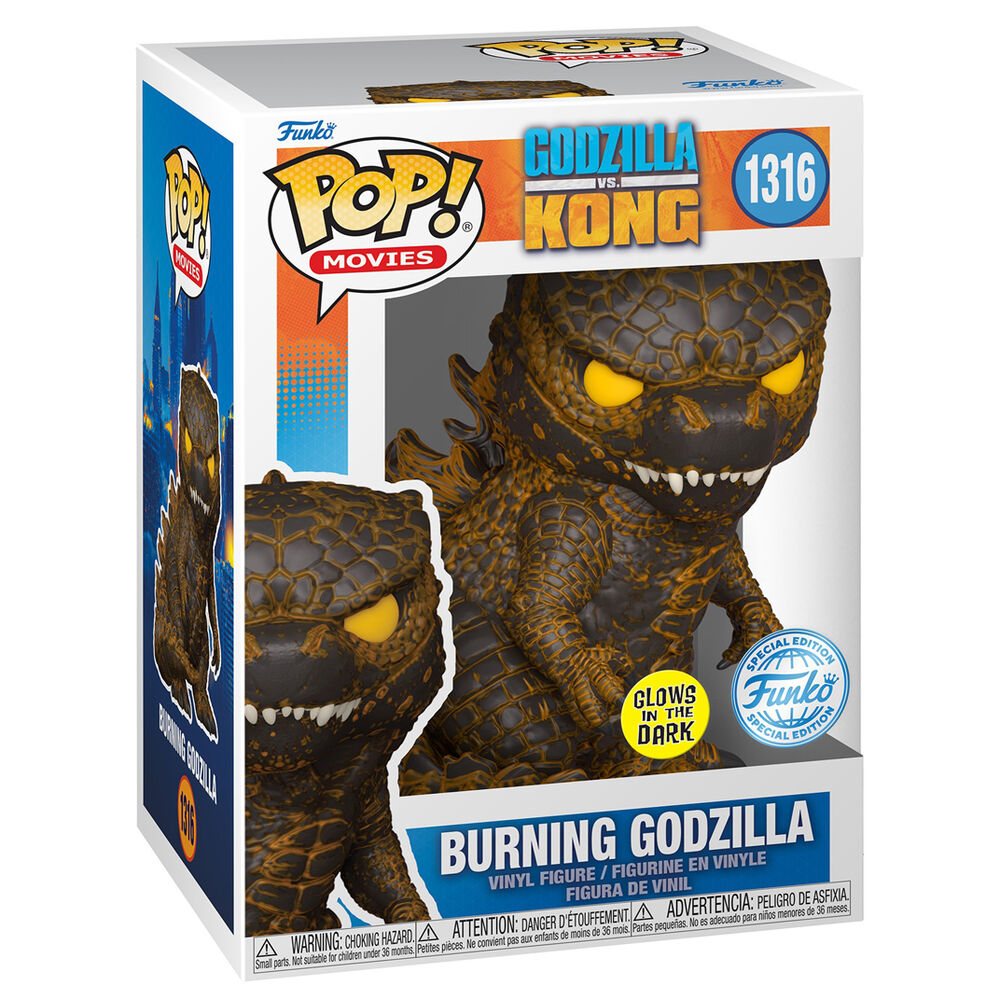 Figura Funko POP Burning Godzilla 1316 en caja de Godzilla vs. Kong