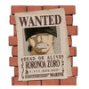 Hucha figura de Roronoa Zoro de One Piece con cartel Wanted