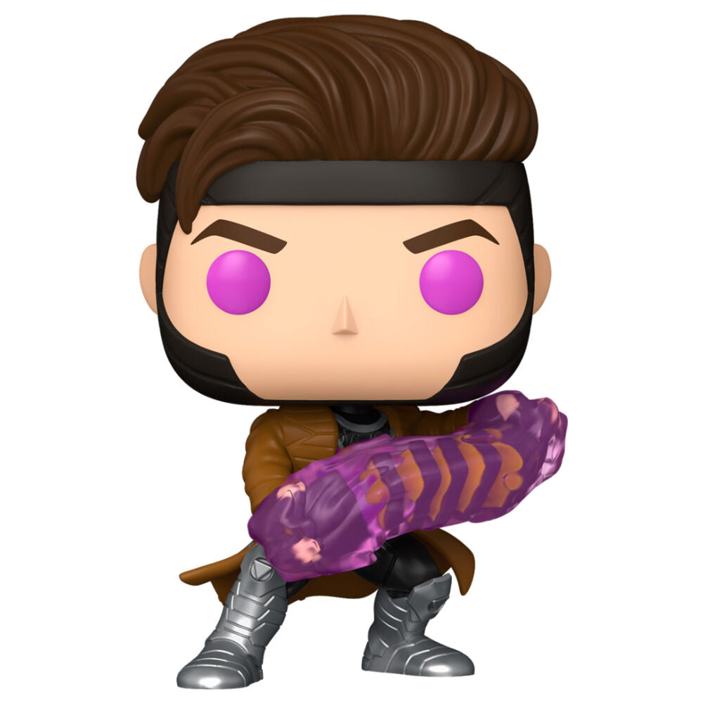 Figura Funko POP! de Gambit de Marvel con efecto morado y naranja