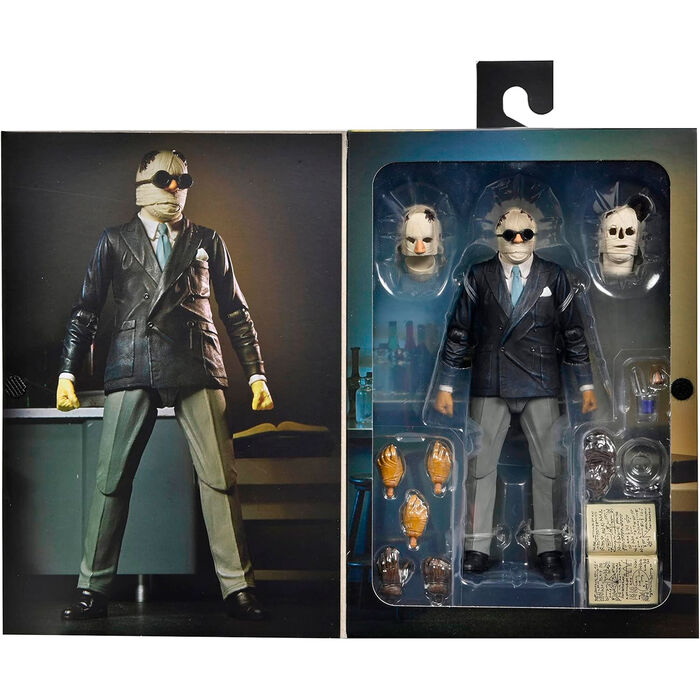 Figura articulada NECA del Hombre Invisible con traje oscuro y cabeza vendada - 2