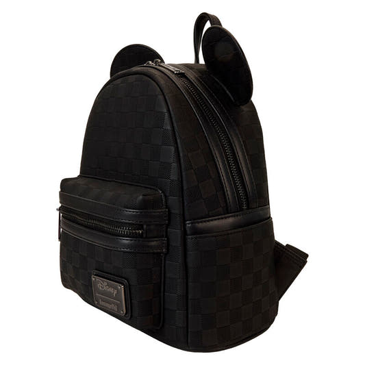 Mochila negra de Mickey Disney Loungefly con orejas y estampado de cuadros - 2