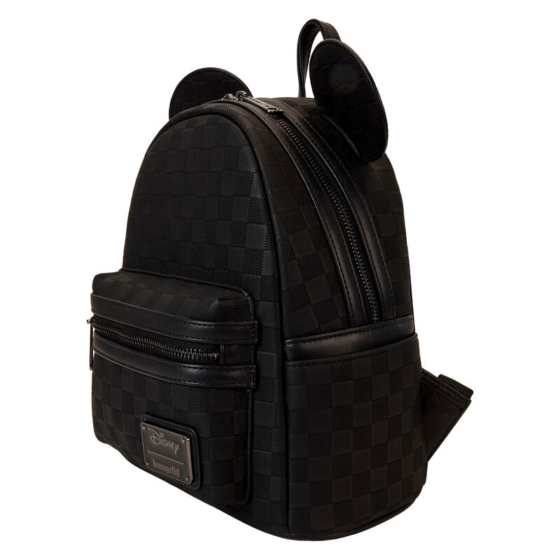 Mochila negra de Mickey Disney Loungefly con orejas y estampado de cuadros - 2