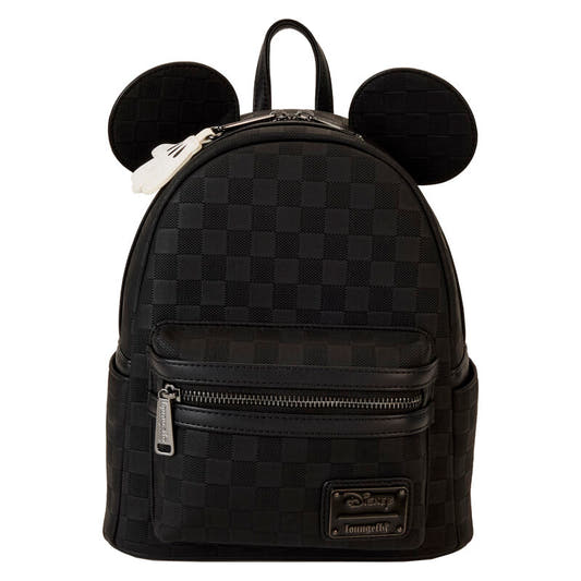 Mochila negra de Mickey Disney Loungefly con orejas y estampado de cuadros