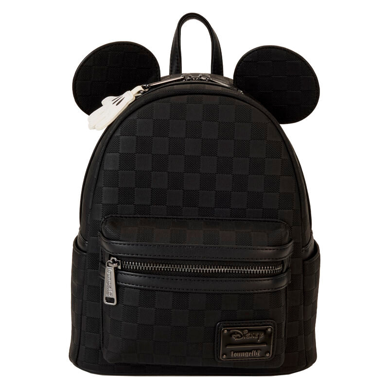 Mochila negra de Mickey Disney Loungefly con orejas y estampado de cuadros