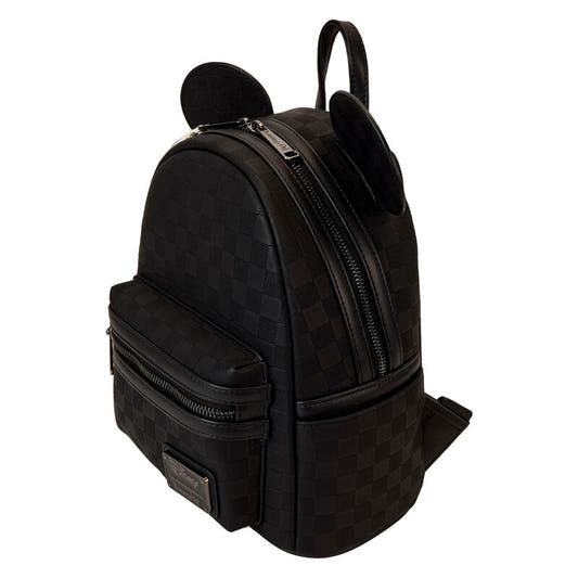 Mochila negra de Mickey Disney Loungefly con orejas y estampado de cuadros - 4