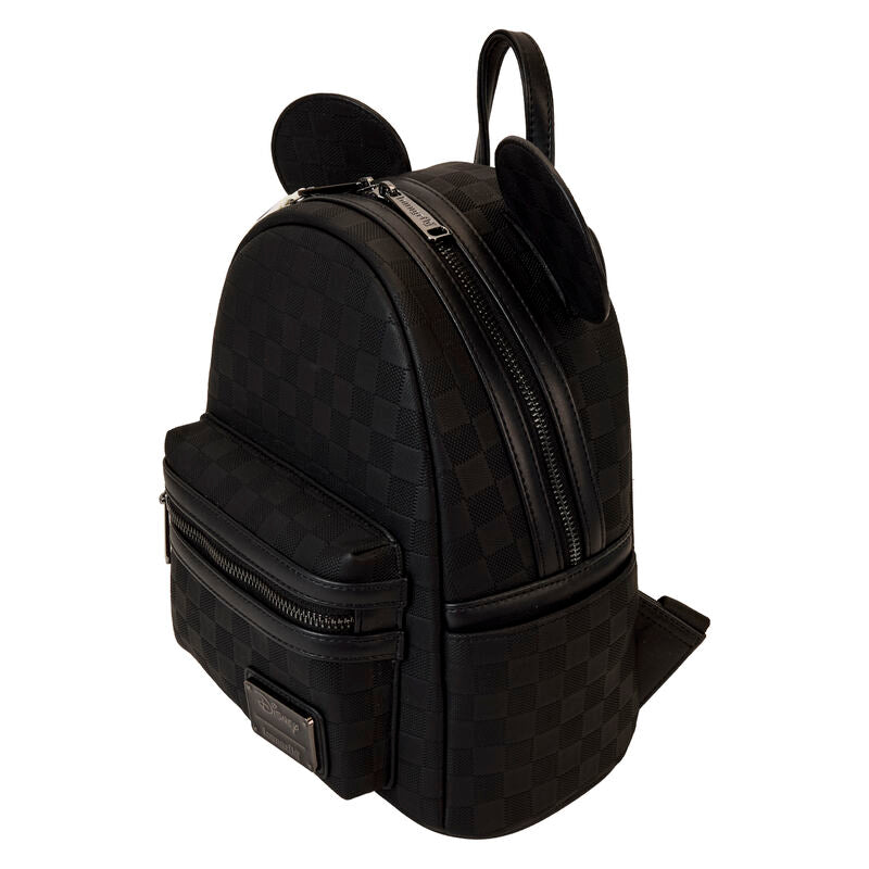Mochila negra de Mickey Disney Loungefly con orejas y estampado de cuadros - 4