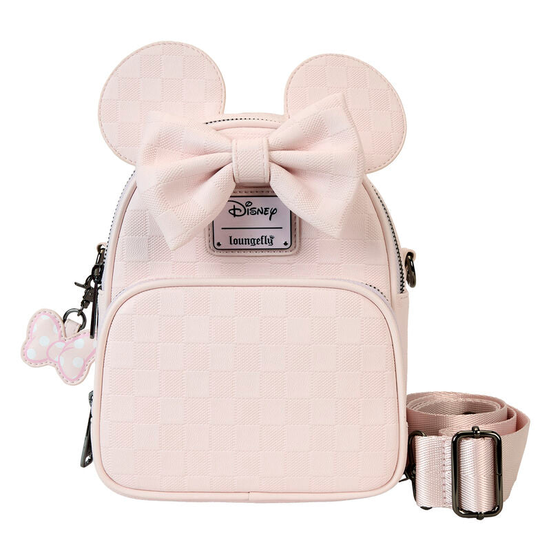 Mochila bolso rosa de Minnie Disney Loungefly con orejas y lazo 3D