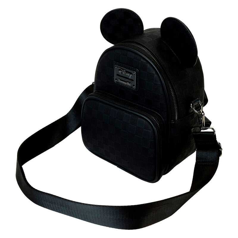 Mochila bolso negra de Mickey Disney Loungefly con orejas y estampado de cuadros - 2