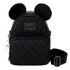Mochila bolso negra de Mickey Disney Loungefly con orejas y estampado de cuadros