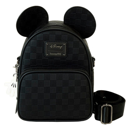 Mochila bolso negra de Mickey Disney Loungefly con orejas y estampado de cuadros