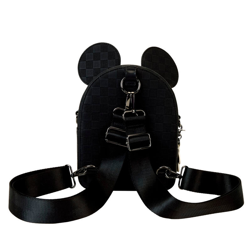 Mochila bolso negra de Mickey Disney Loungefly con orejas y estampado de cuadros - 3